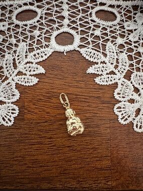 14k Gold Laughing Buddha Pendant Charm Necklace (Charm Only - Real Gold!)